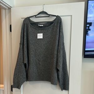 American Eagle Outfitters Gray Wide Neck Sweater Classic Knit